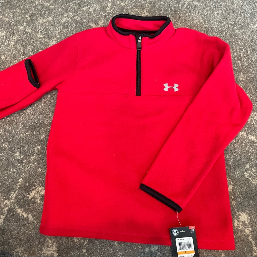 Under Armour Red and Black Pullover Boy’s size 7 new with tags